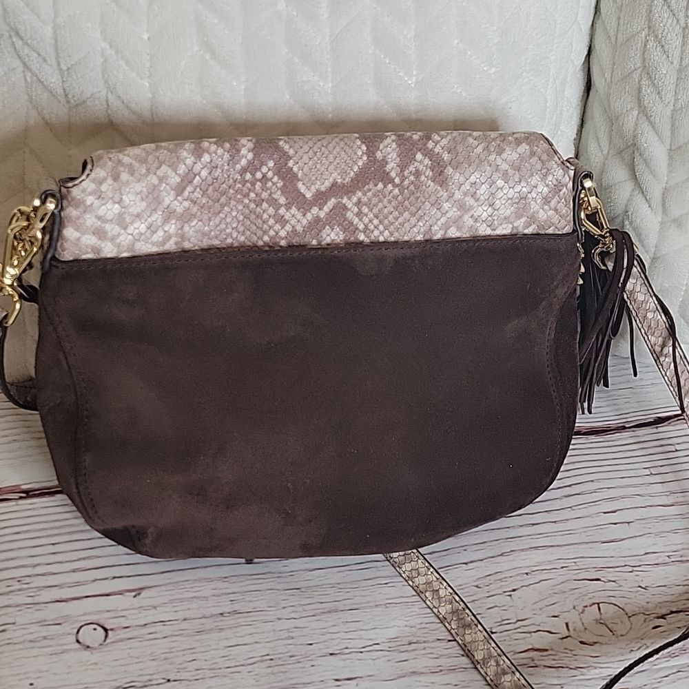 Michael Michael Kors Brown Suede And Python Embos… - image 4
